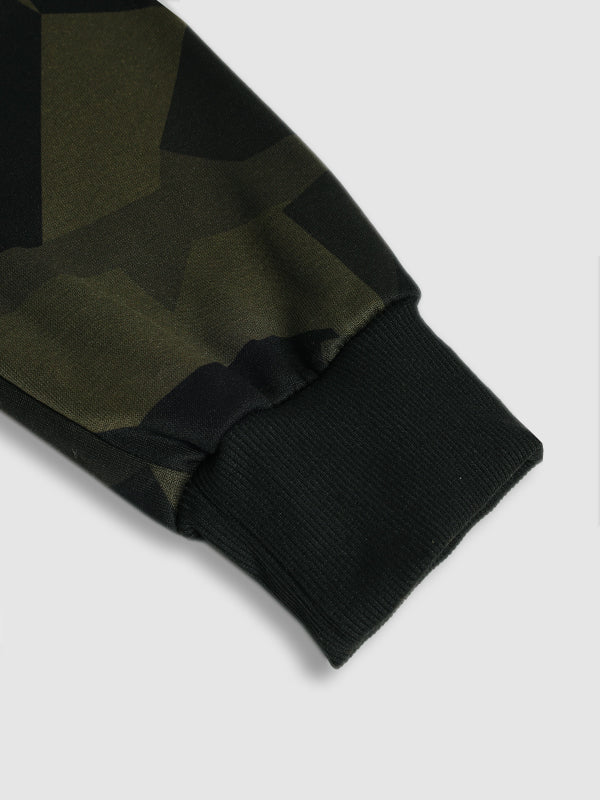 Men's casual hooded drawstring camouflage sweatshirt and casual pants two-piece set