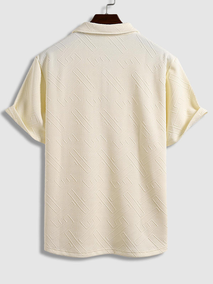 Men's geometric retro jacquard short sleeve polo