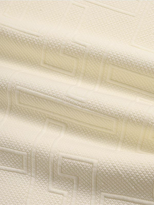 Men's geometric retro jacquard short sleeve polo