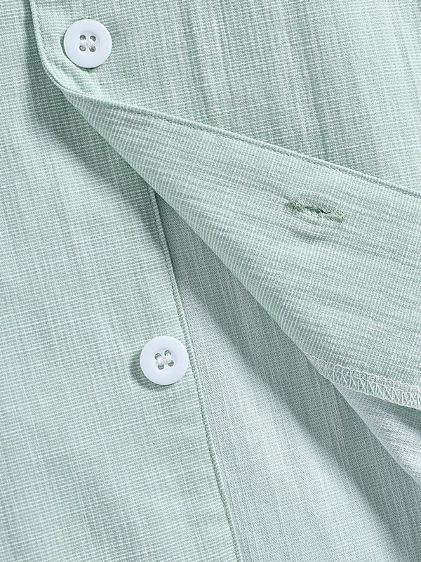 Men's textured Cuban collar casual short-sleeved shirt