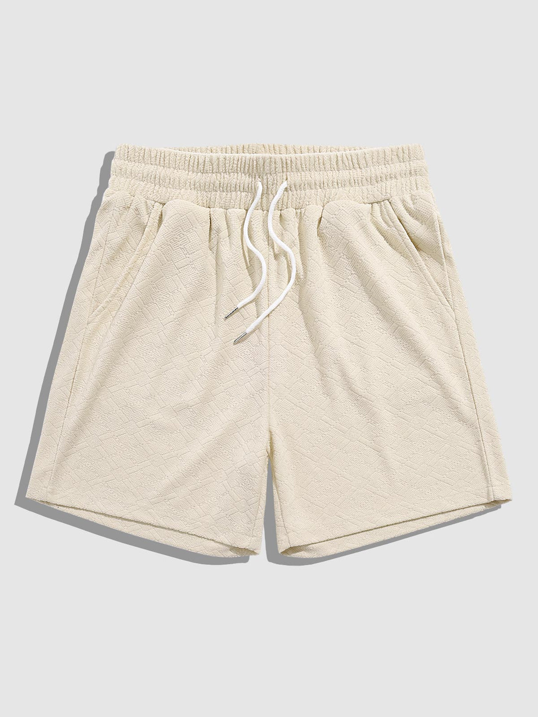 Men's solid color geometric terry texture shorts