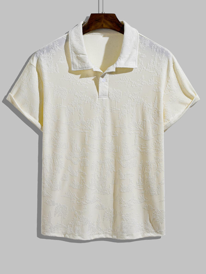 Men's Chinese style jacquard lapel short sleeve polo