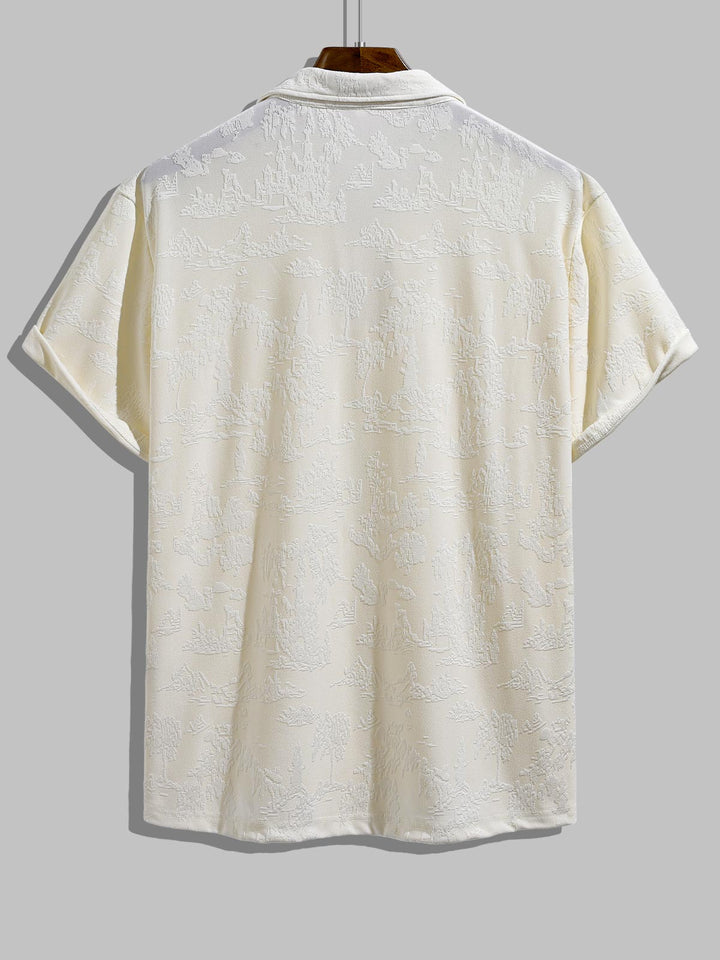 Men's Chinese style jacquard lapel short sleeve polo