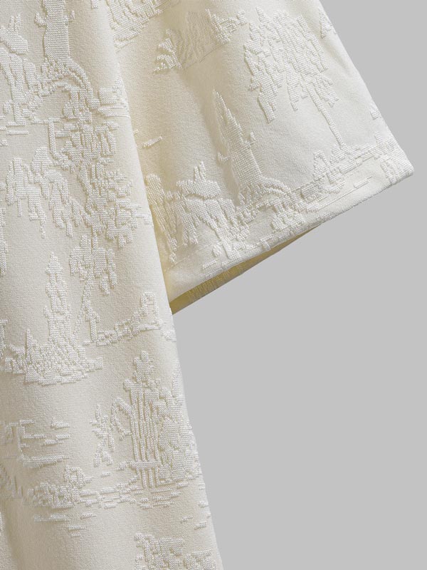 Men's Chinese style jacquard lapel short sleeve polo