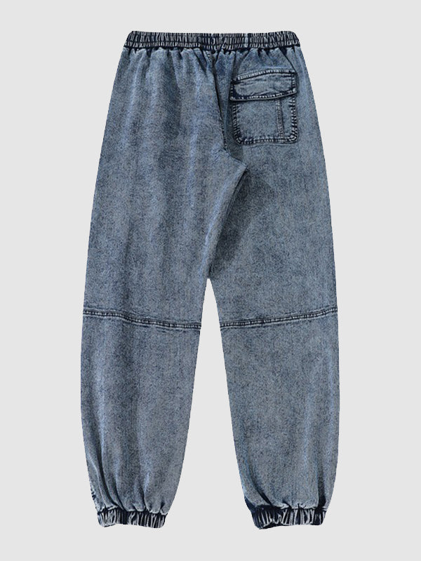Men's cargo pocket patchwork loose jeans