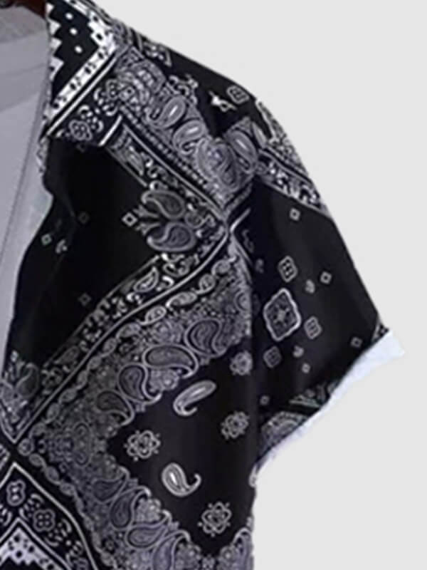 Men's Pelisse Pattern Print Short-Sleeve Casual Pants Set