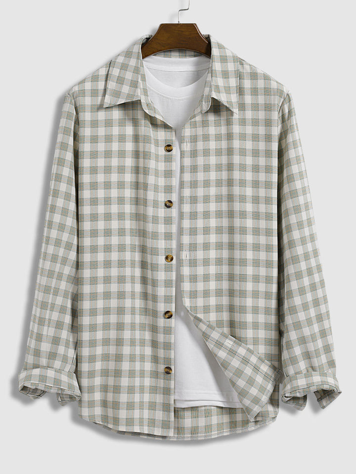 Men's Classic Plaid Casual Buttoned Long Sleeve Shirt