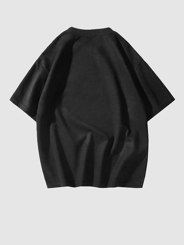 Men's Retro Suede Printed Casual Round Neck Short Sleeve T-Shirt