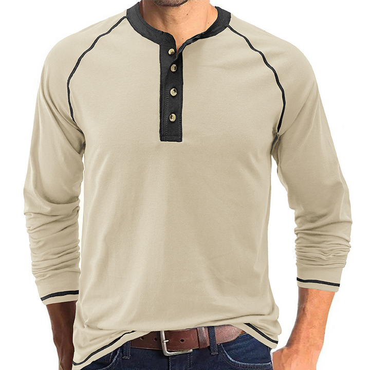 Cotton Henley Collar T-Shirt