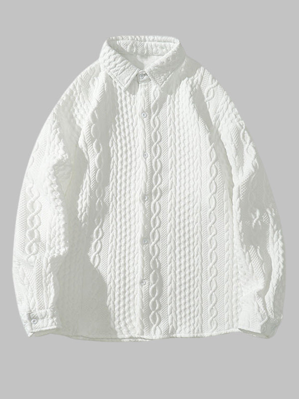 Men's twist texture loose lapel shirt
