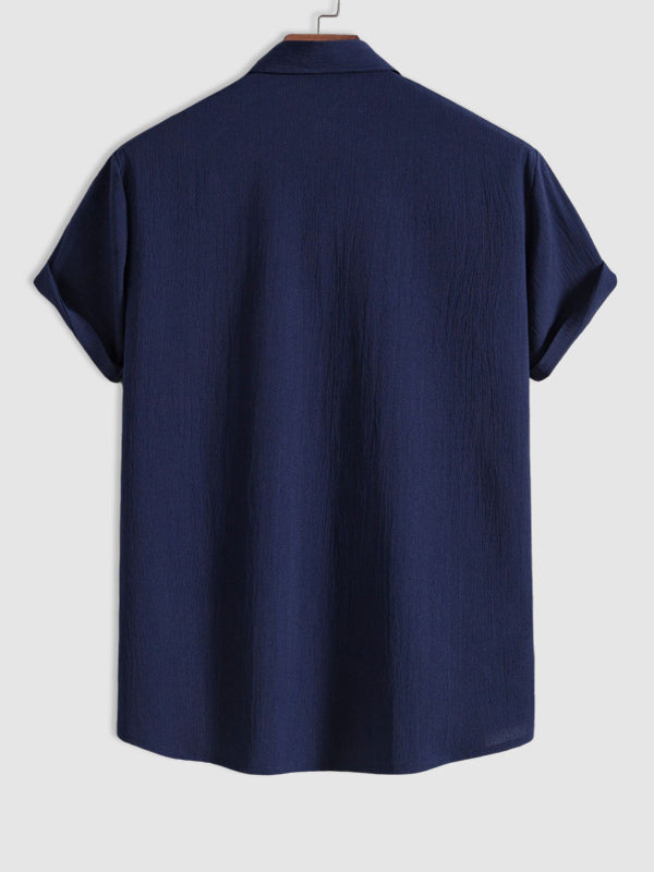 Men's Cotton Linen Lapel Short Sleeve Shirt