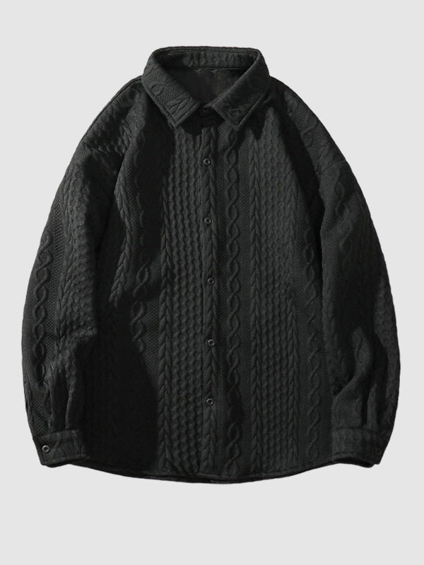 Men's twist texture loose lapel shirt