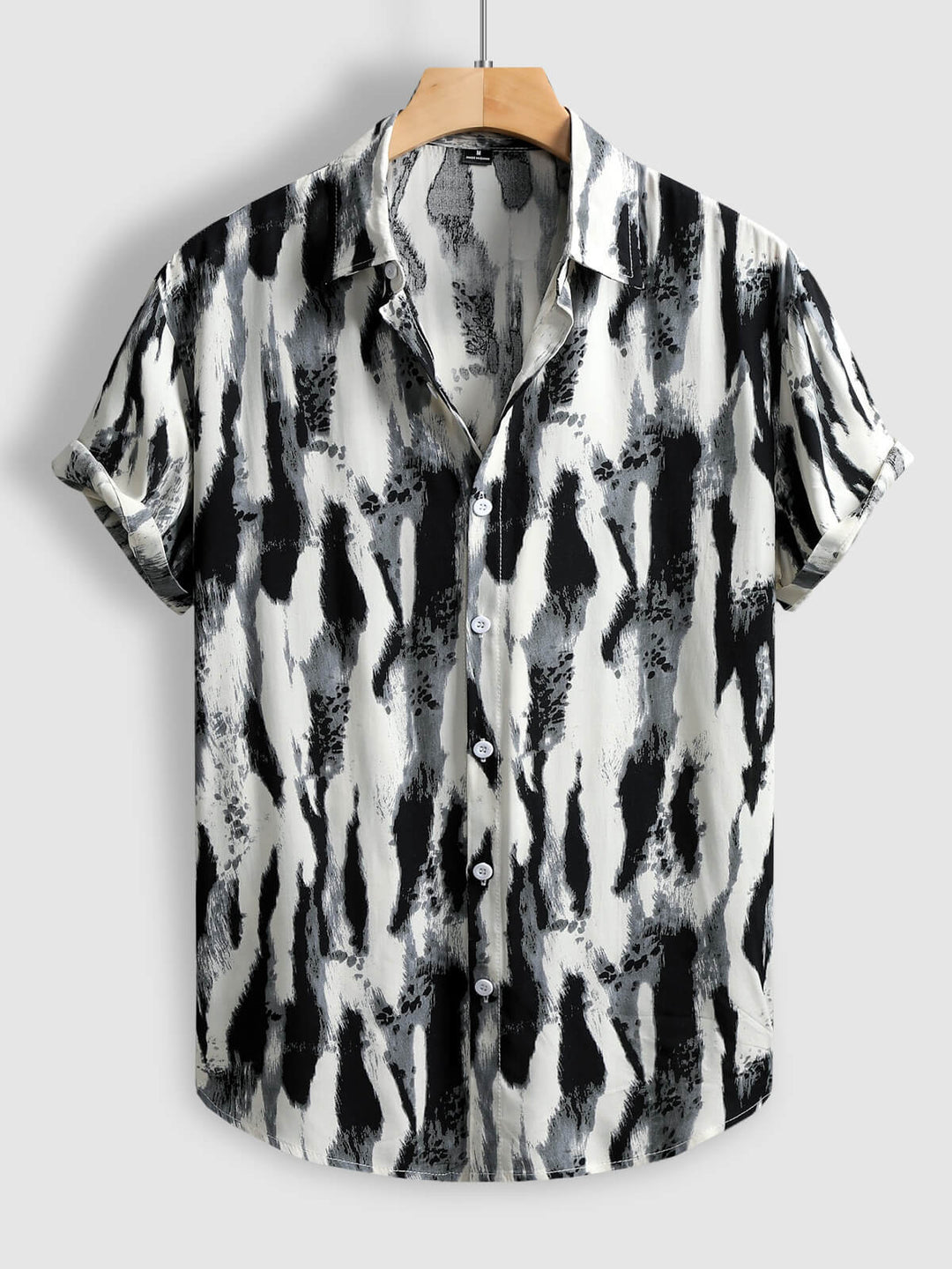 Men's Splash Print Button-Down Short Sleeve Shirt