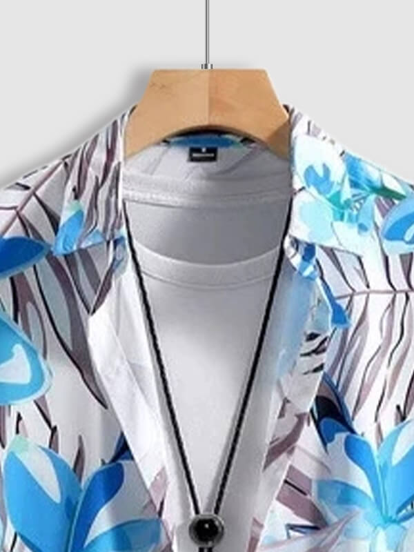 Men's Hawaiian floral print short sleeve shirt and casual pants set