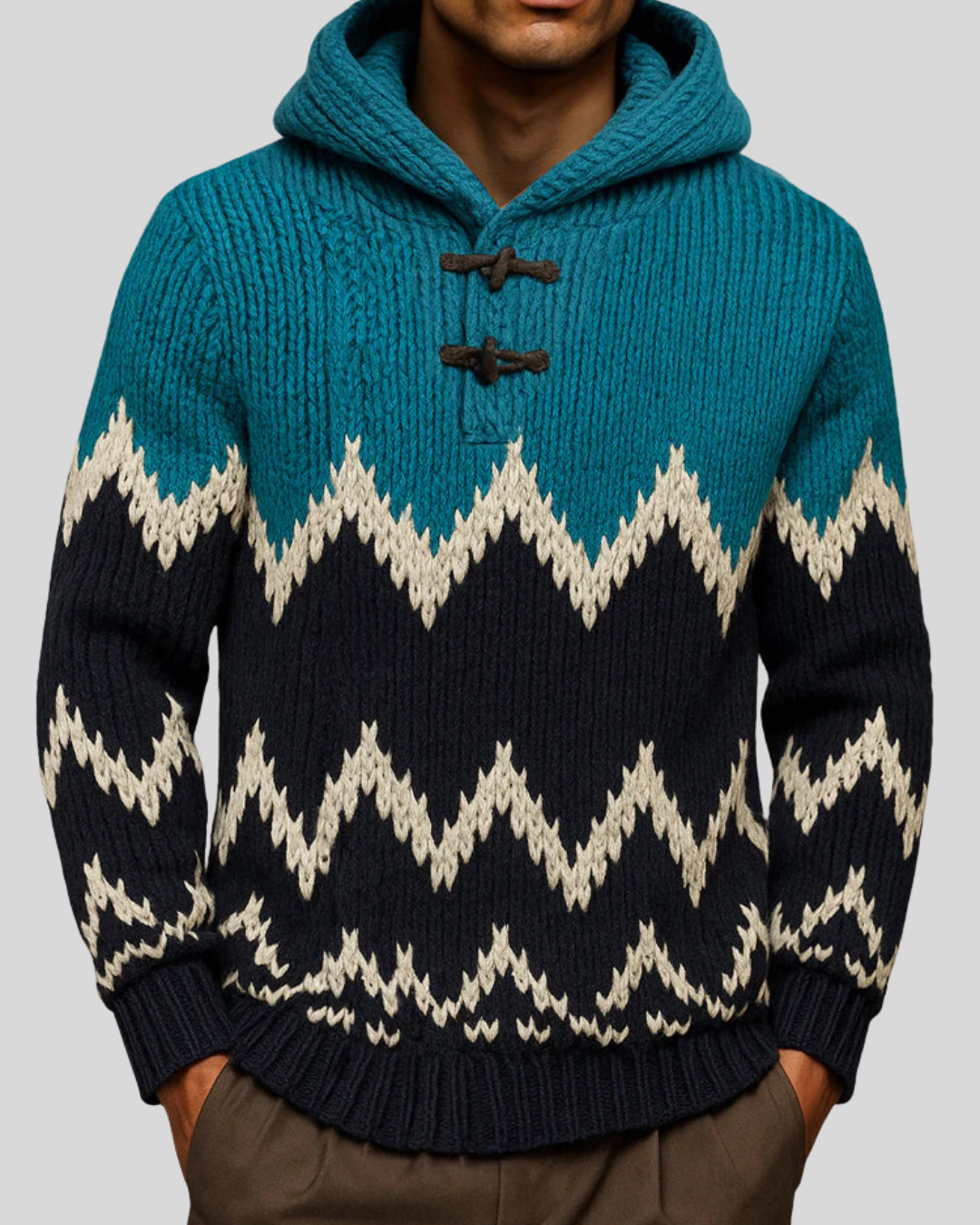 Trendy Comfort Hooded Jacquard Sweater