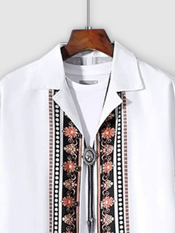 Men's printed casual short-sleeved shirt and casual pants set