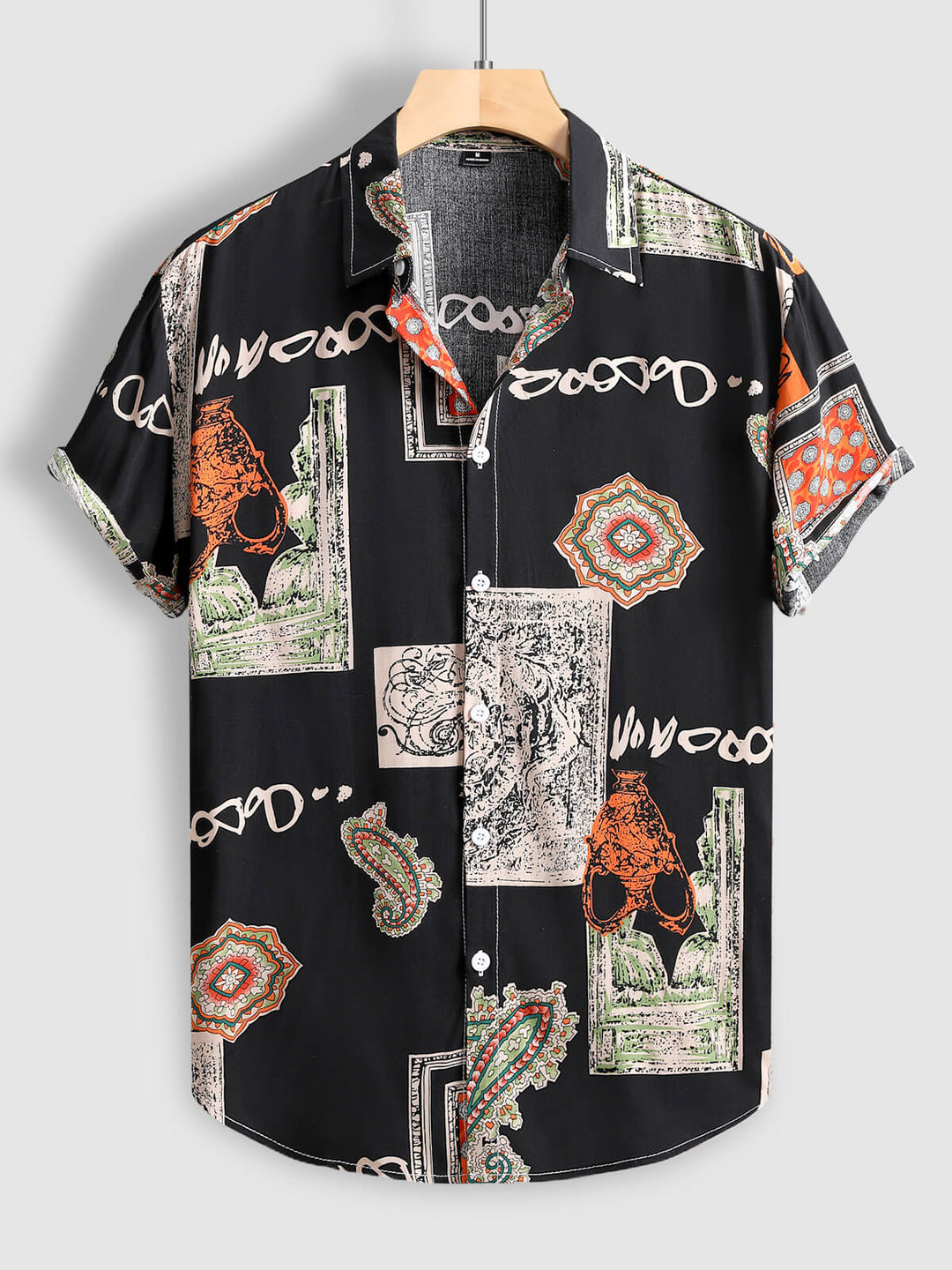 Men's Hawaiian Print Lapel Short Sleeve Shirt