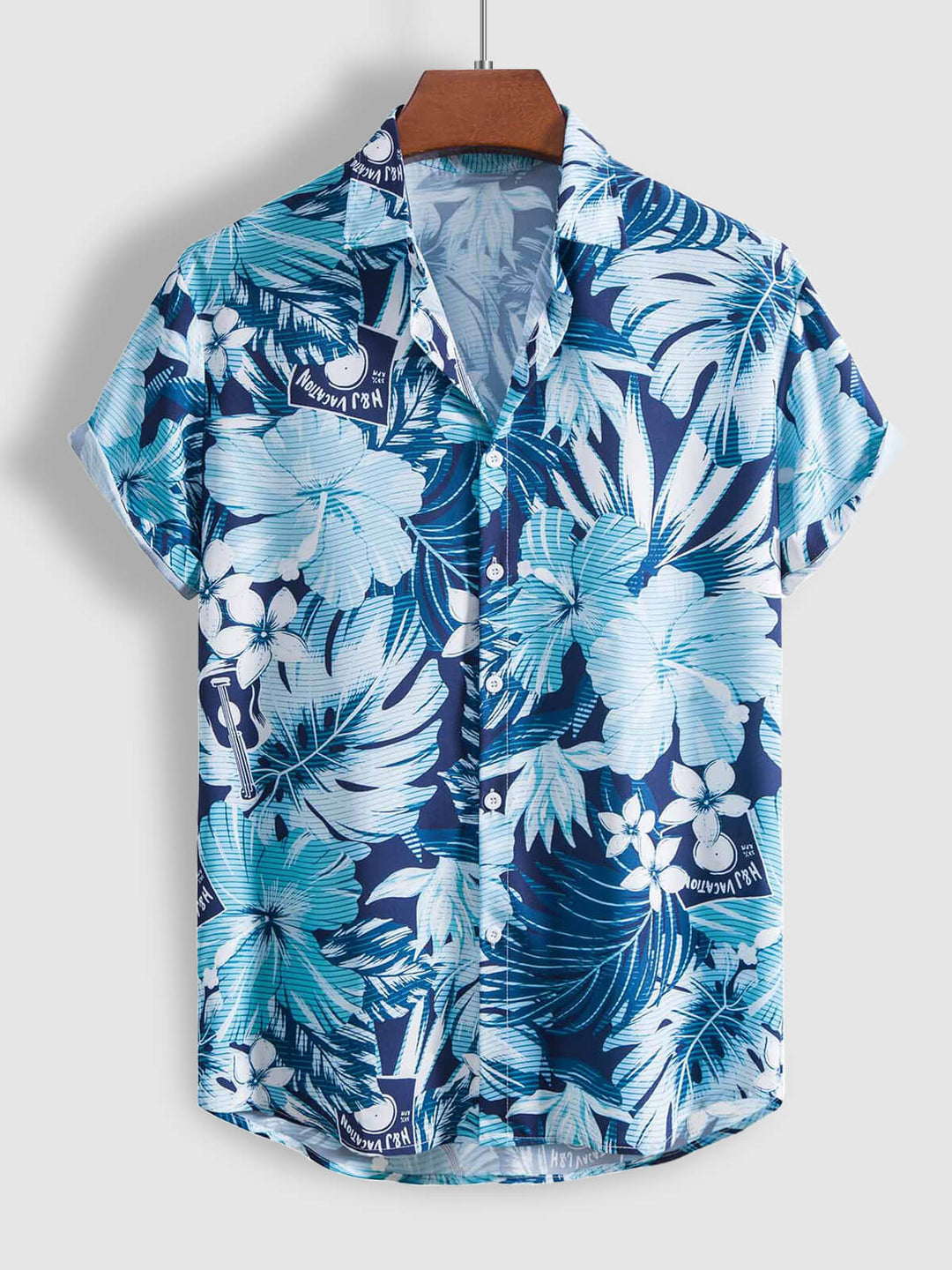 Men's floral print button down short sleeve shirt