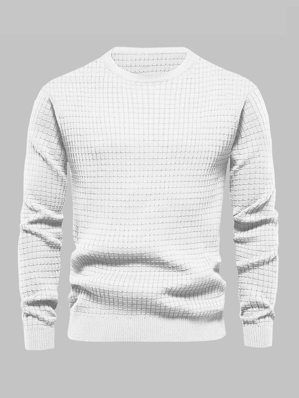 Men's waffle texture solid color casual sweatshirt