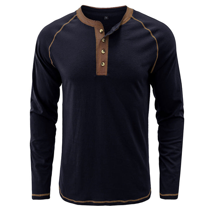 Soft Cotton Fabric Henley Collar T-Shirt