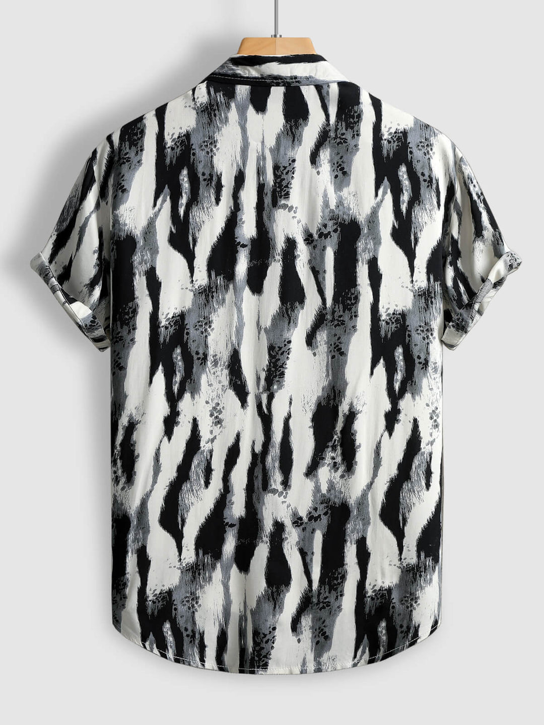 Men's Splash Print Button-Down Short Sleeve Shirt