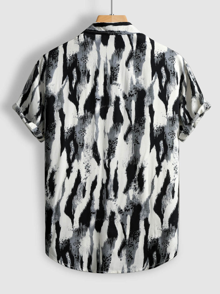 Men's Splash Print Button-Down Short Sleeve Shirt