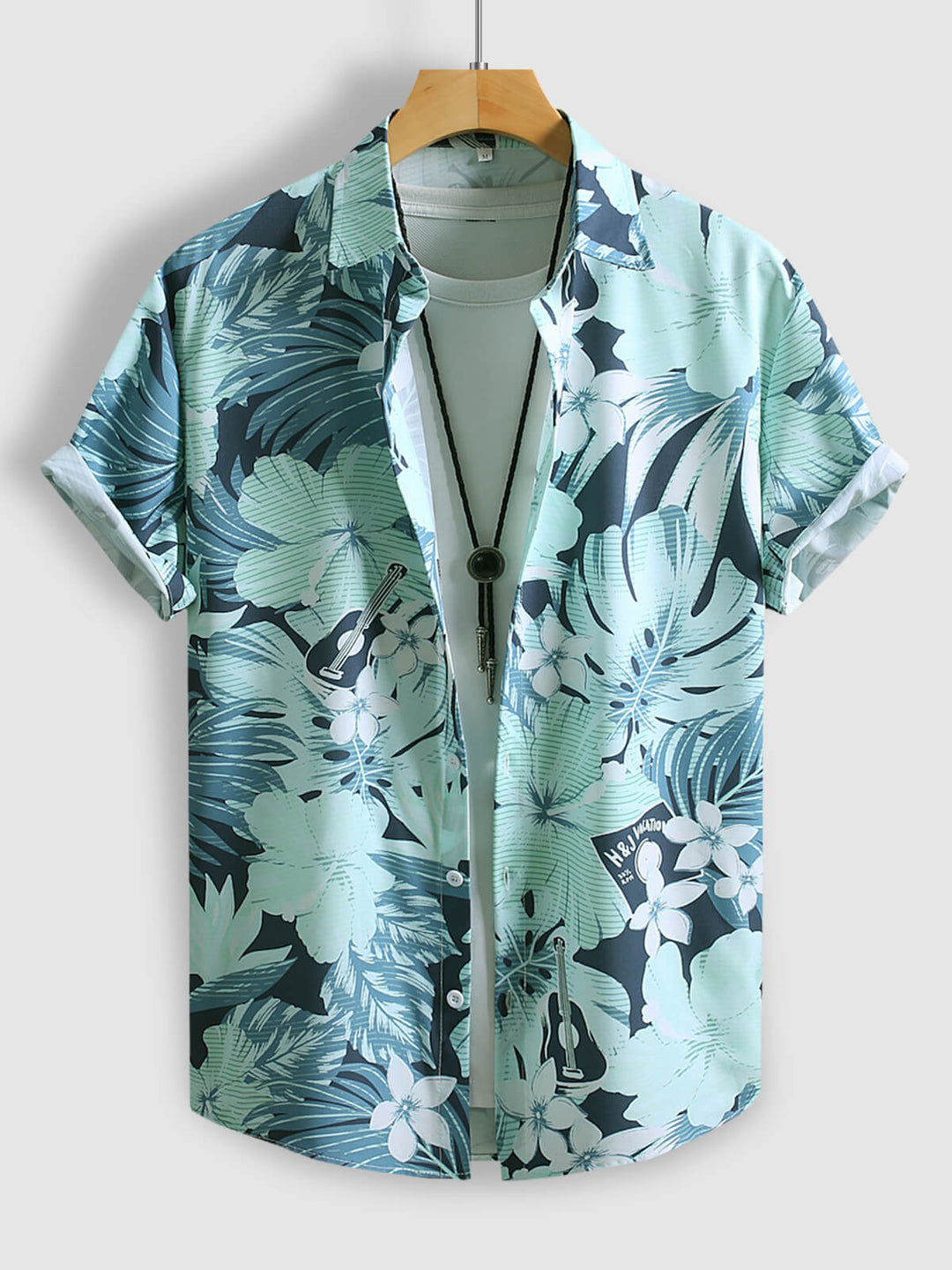 Men's floral print button down short sleeve shirt