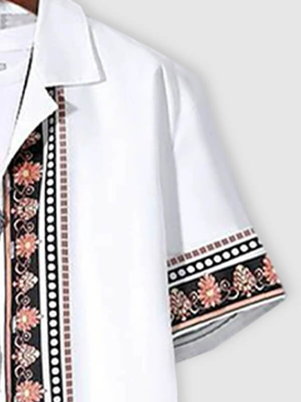 Men's printed casual short-sleeved shirt and casual pants set