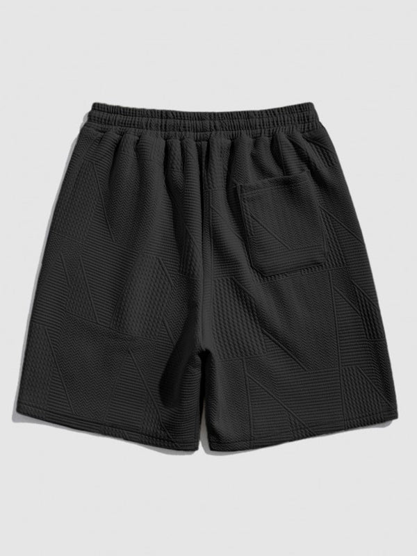 Mens Geometric Retro Jacquard Drawstring Shorts