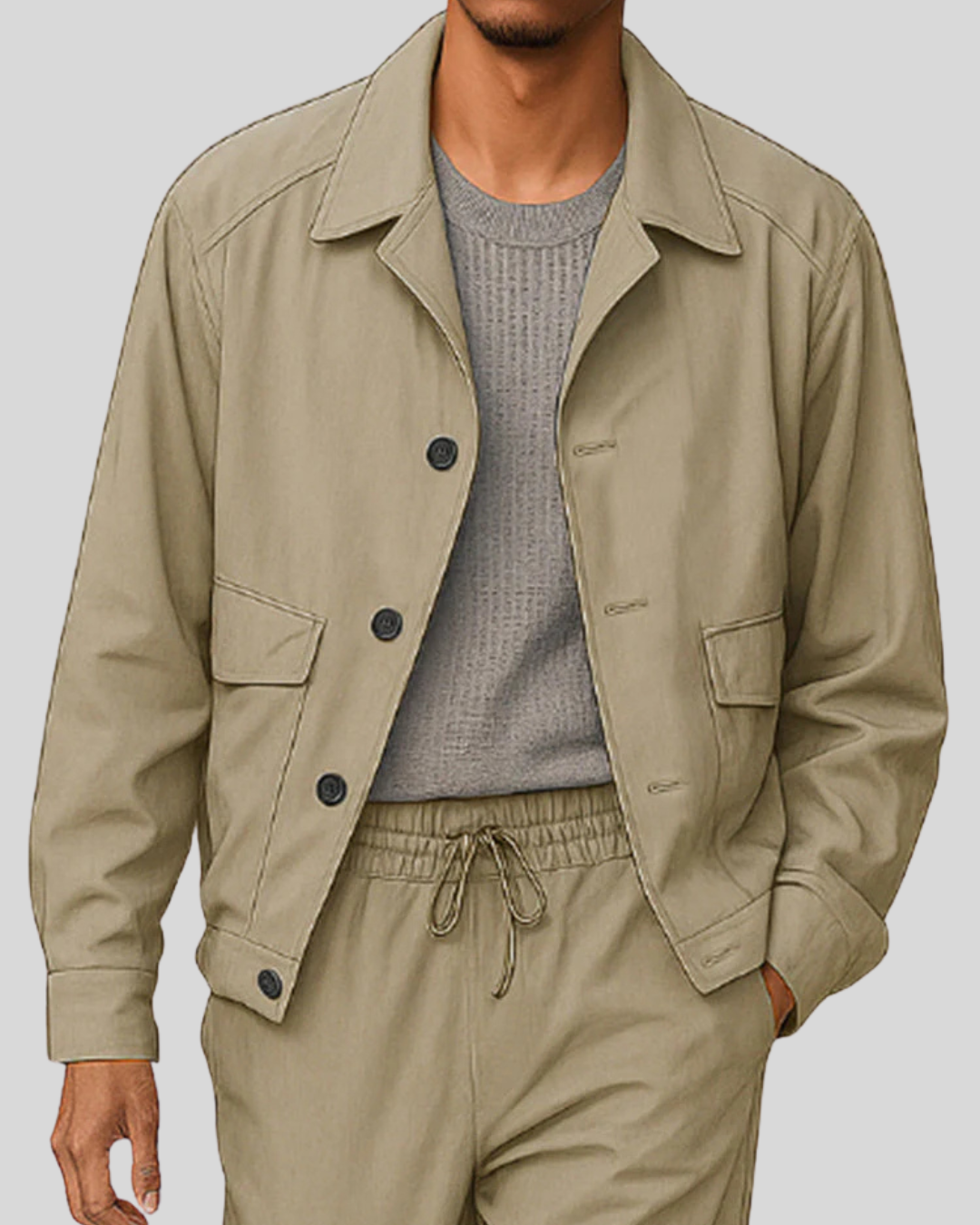 Casual Utility Style Jacket Pants Set