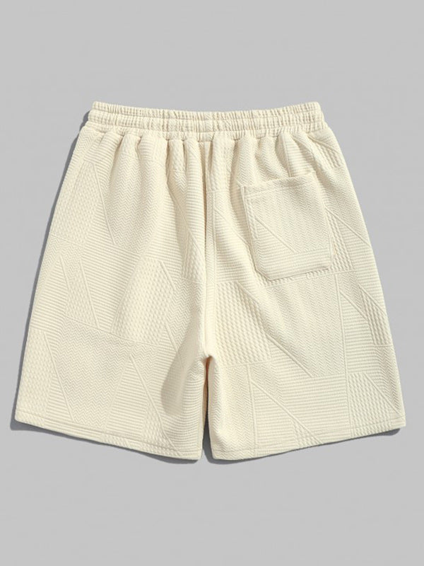 Mens Geometric Retro Jacquard Drawstring Shorts