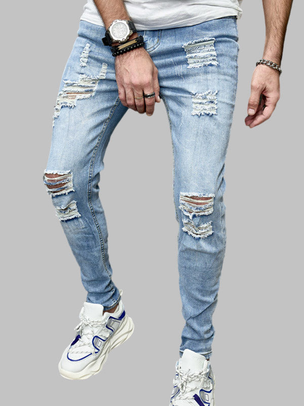 Men's Casual Destroyed Frayed Jeans