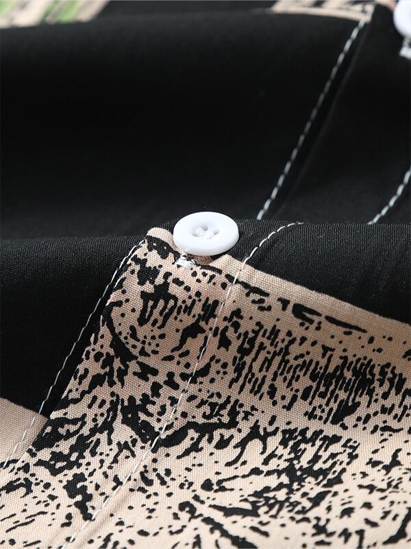 Men's Hawaiian Print Lapel Short Sleeve Shirt