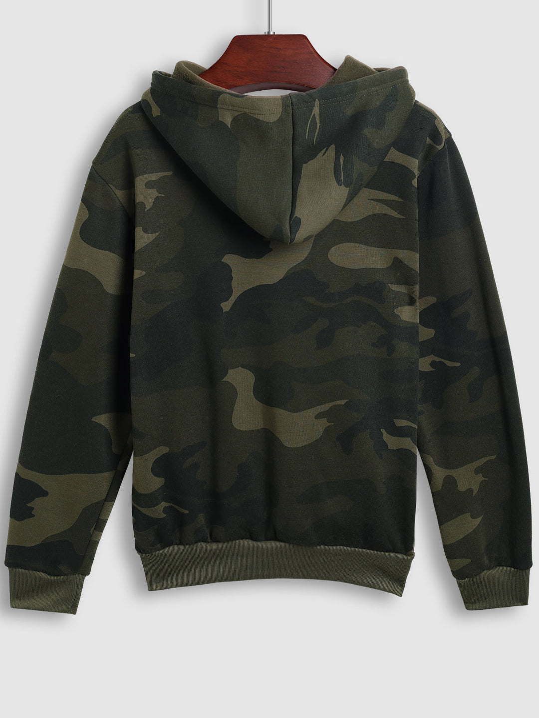 Men's casual hooded drawstring camouflage sweatshirt and casual pants two-piece set
