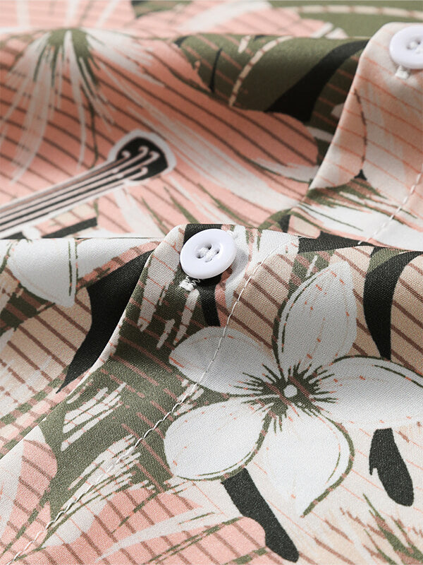 Men's floral print button down short sleeve shirt