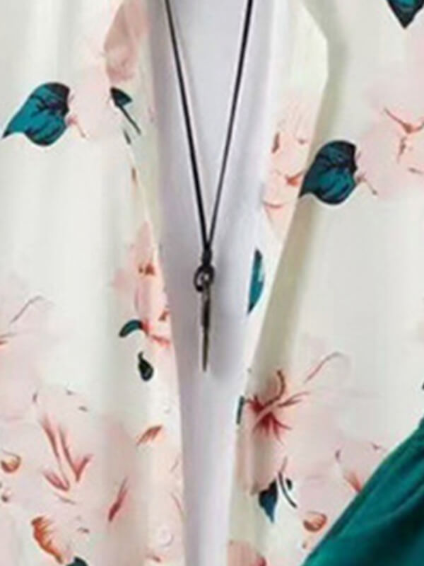 Men's Floral Pattern Print Short-Sleeve Casual Pants Set