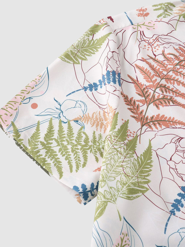 Men's Floral Print Casual Short Sleeve Shirt