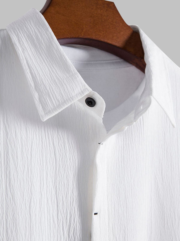 Men's Cotton Linen Lapel Short Sleeve Shirt