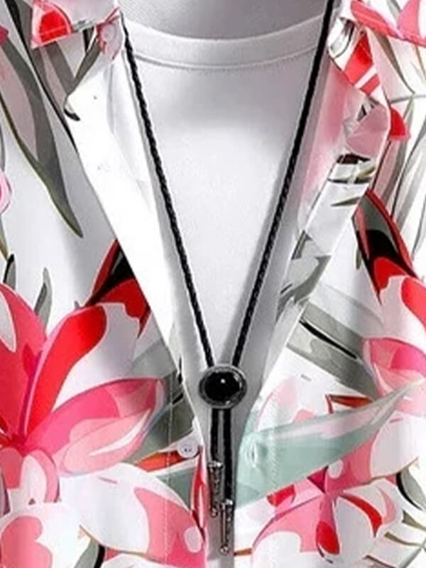 Men's Vacation Style Floral Print Short-Sleeve Casual Pants Set