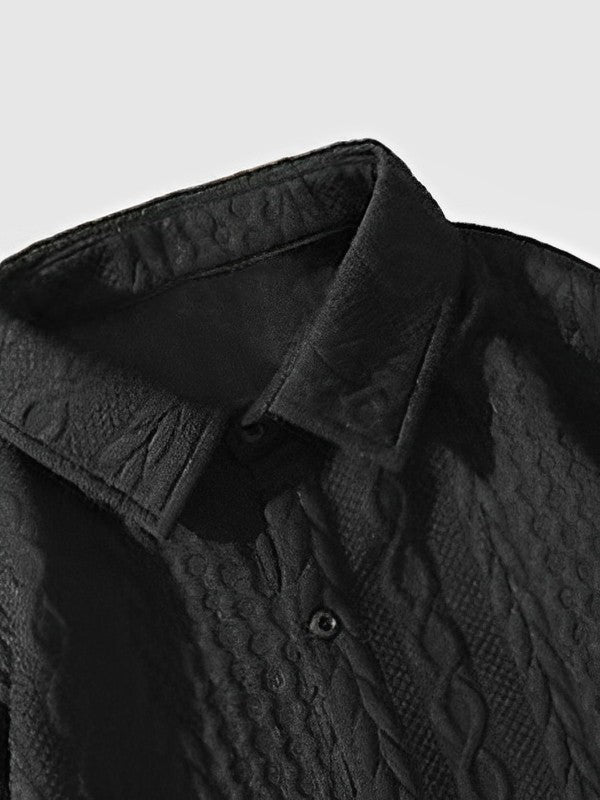 Men's twist texture loose lapel shirt