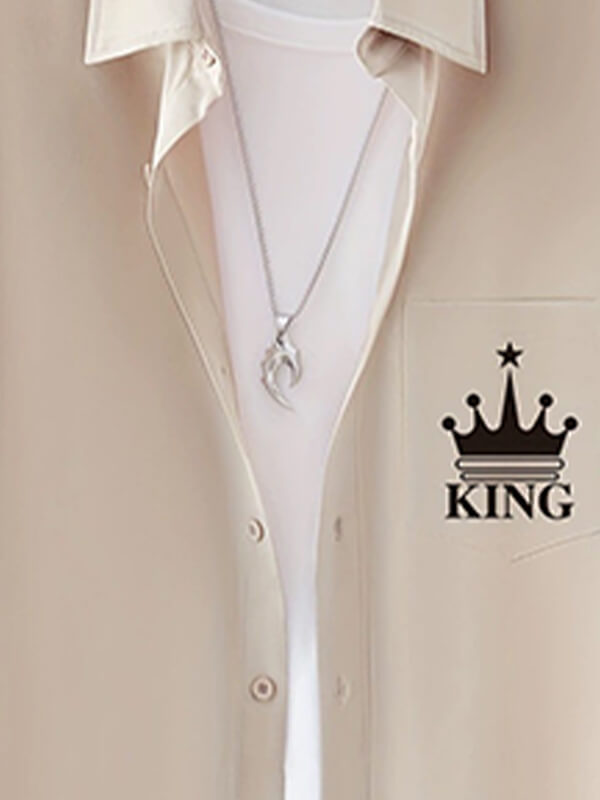 Men's Crown Print Casual Short-Sleeve Shirt and Shorts Set