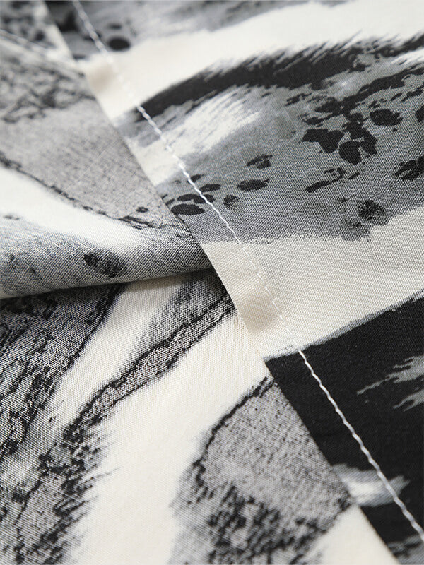 Men's Splash Print Button-Down Short Sleeve Shirt