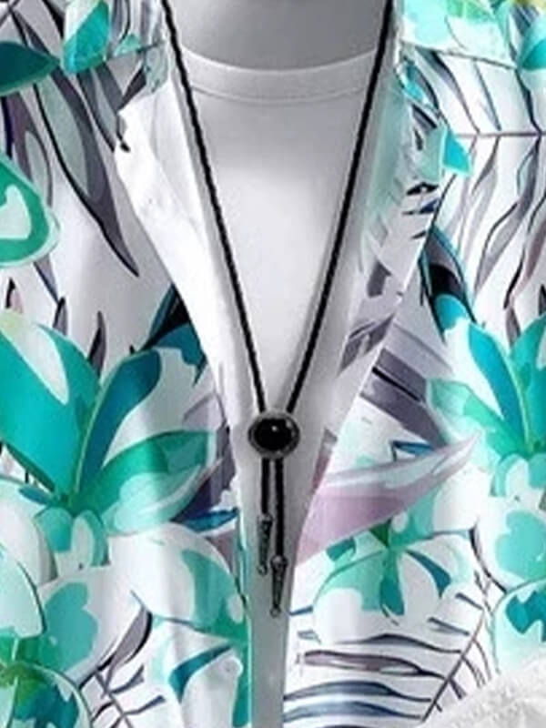 Men's floral print casual short-sleeved shirt and casual pants set