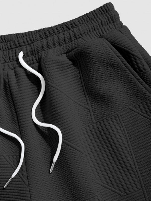 Mens Geometric Retro Jacquard Drawstring Shorts