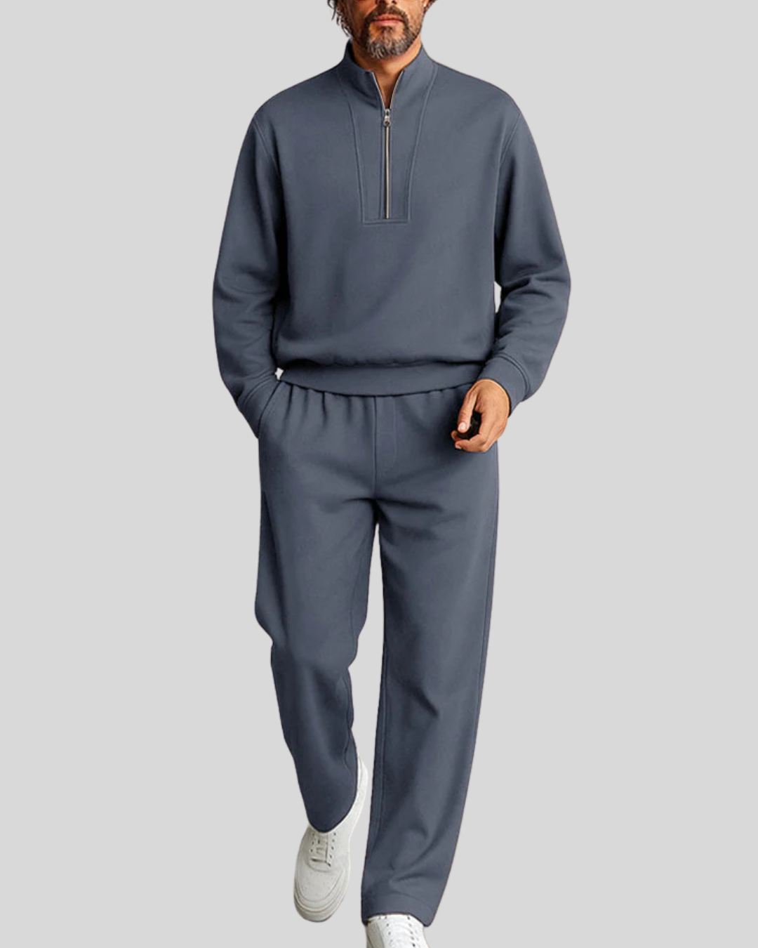 Minimalist Mock Neck Top Straight Pant Set