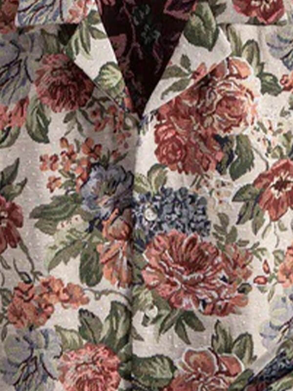 Men's floral print short-sleeved shirt and casual pants set