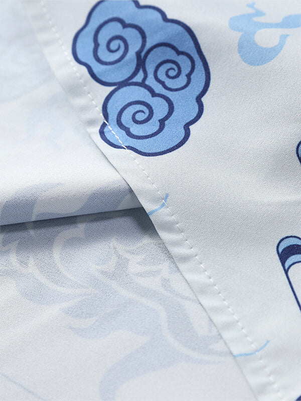 Men's Hawaiian Perlis Print Lapel Short Sleeve Shirt