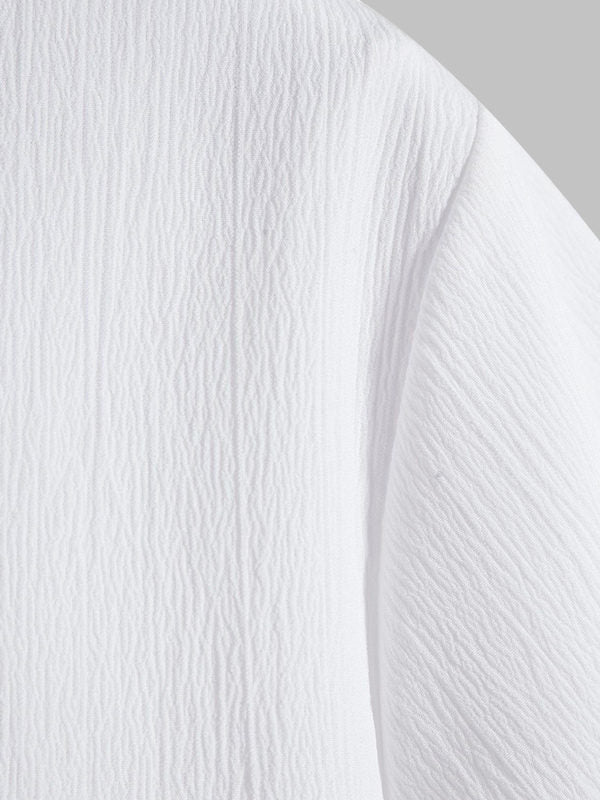 Men's Cotton Linen Lapel Short Sleeve Shirt