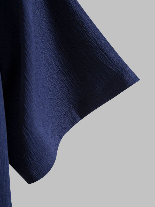 Men's Cotton Linen Lapel Short Sleeve Shirt