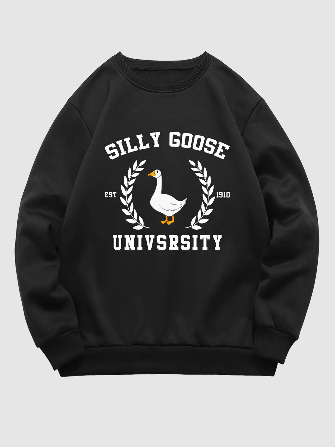 Men's "silly goose" letter print casual crew neck sweatshirt